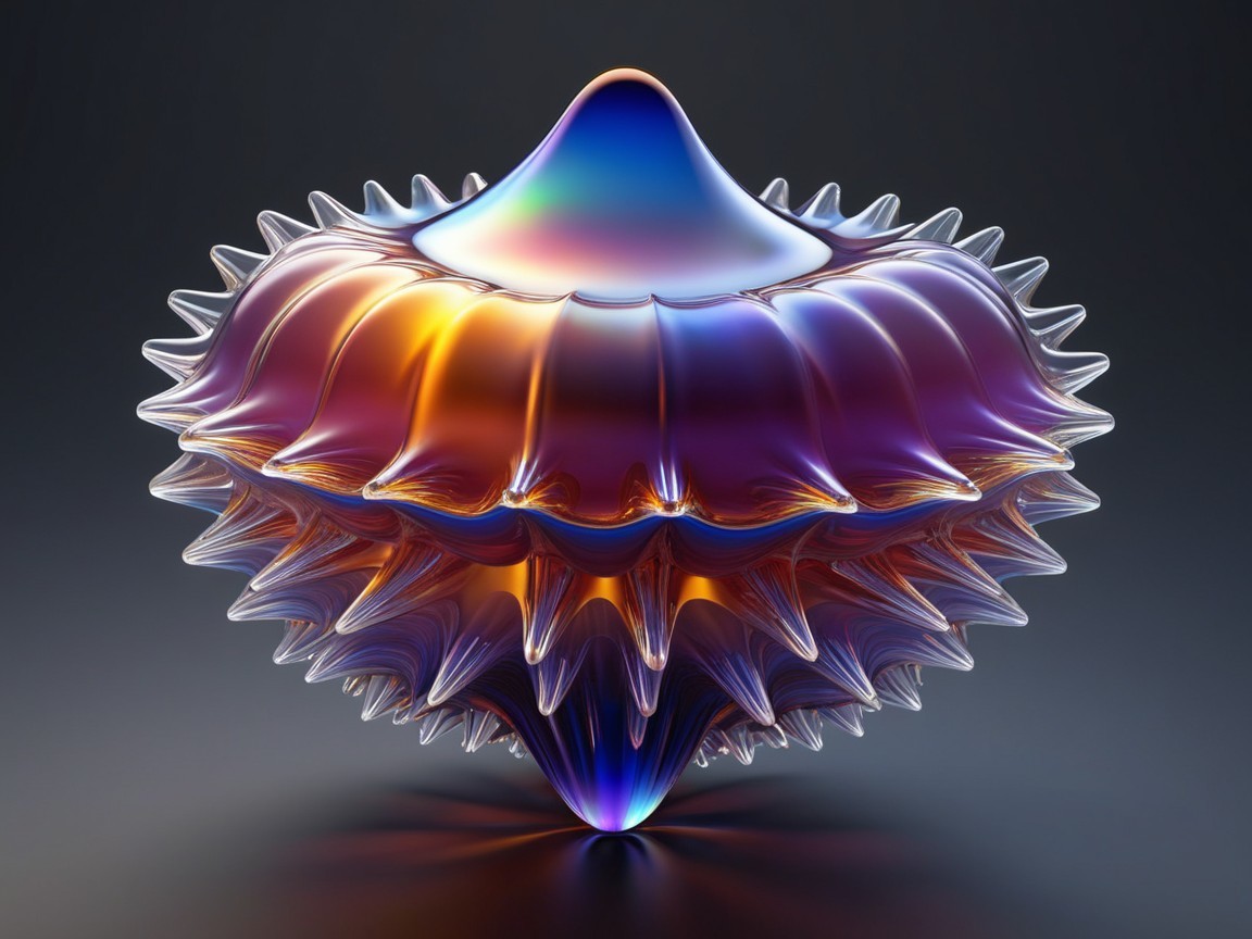 Futuristic 3D Spinning Top with Iridescent Colors