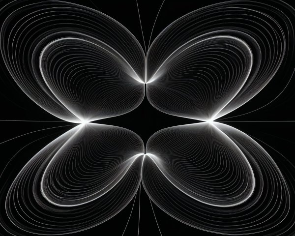 Symmetrical Butterfly Pattern in White and Black Design