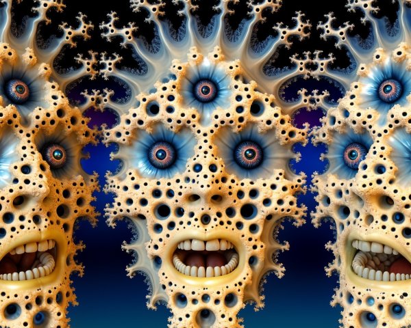 Surreal Abstract Faces with Vibrant Colors and Patterns