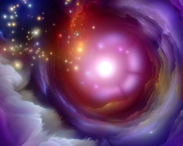 Vibrant Cosmic Scene with Swirling Clouds and Stars