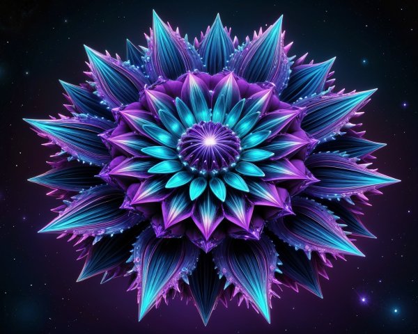 Intricate Flower Mandala with Cosmic Background