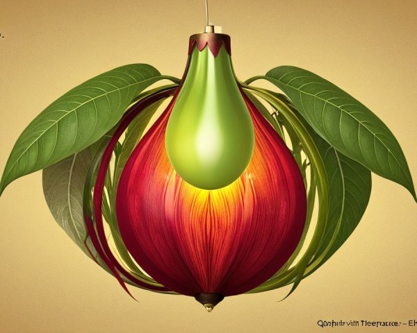 Surreal Digital Fruit with Flower and Bulb Elements