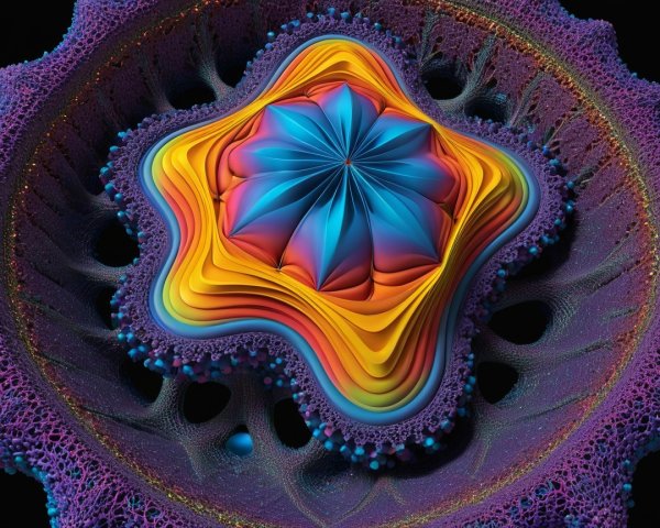 Intricate Fractal Design with Star-Like Structure