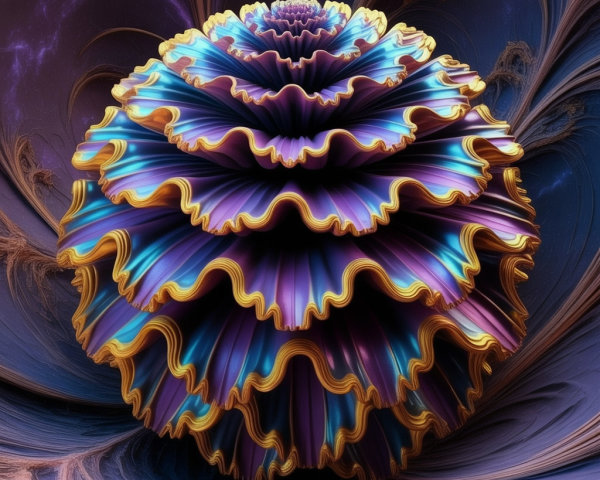 Vibrant Multi-Layered Spherical Shape in Abstract Design