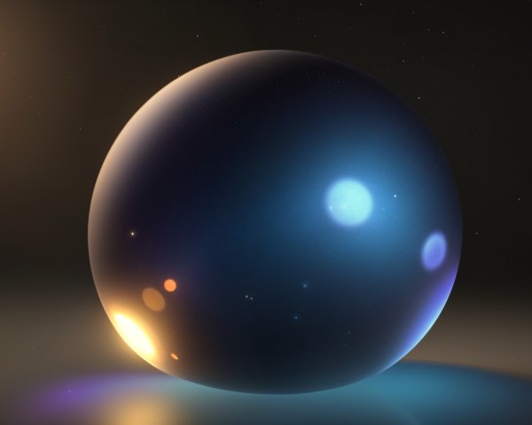 Reflective Sphere with Deep Blues and Light Highlights