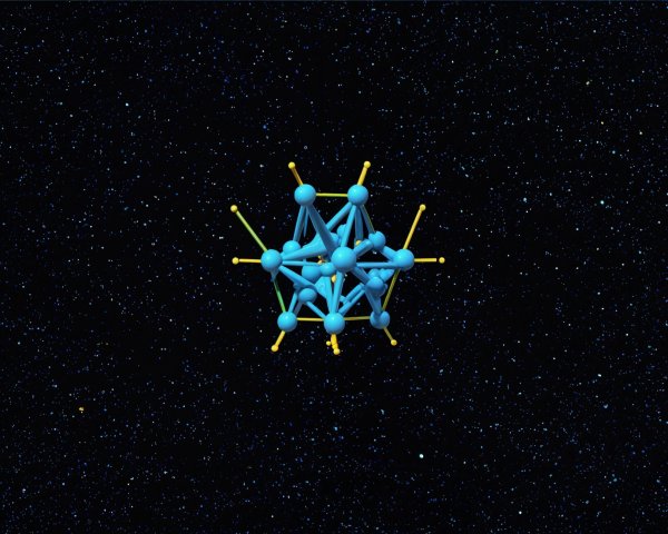 3D Molecular Structure with Starry Background