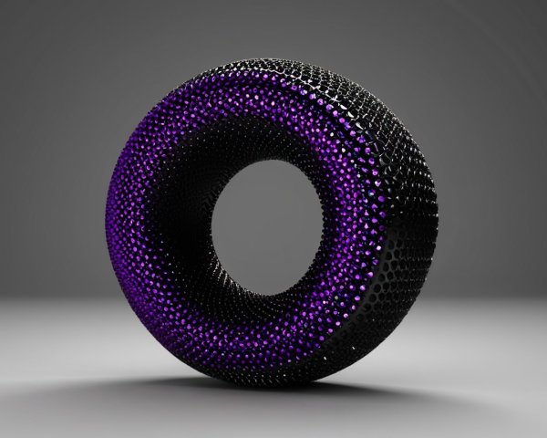Sleek Toroidal Shape with Textured Matte Black and Purple