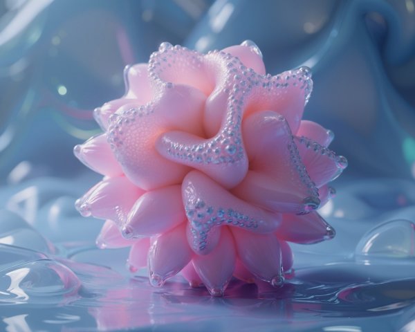 Colorful Organic Sculpture on Glossy Surface