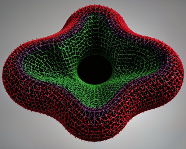 Geometric Structure with Vibrant 3D Mesh Design