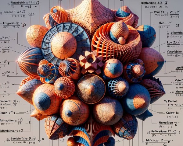 Abstract Structure of Shells and Spirals in Warm Hues
