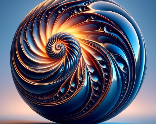 Three-Dimensional Spiral Design in Blue and Orange