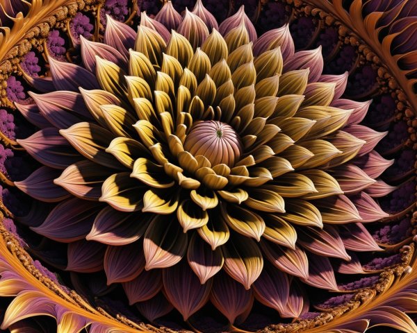 Fractal Design of a Blooming Flower in Vibrant Colors