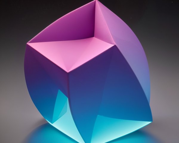 Geometric Sculpture with Pink and Blue Hues