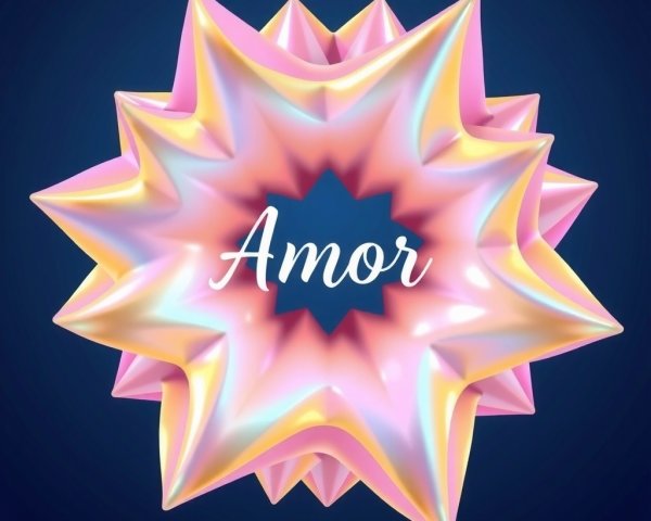 Three-Dimensional Starburst Design with "Amor" Script