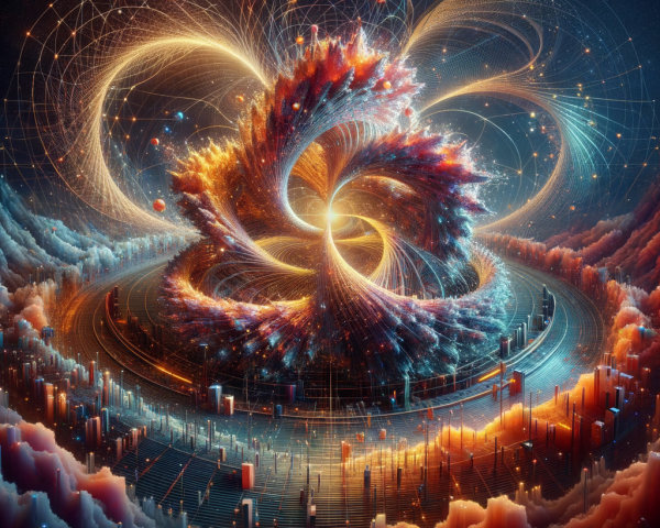 Vibrant Cosmic Landscape with Urban-Nature Fusion