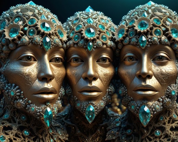 Intricately Designed Humanoid Figures with Jewels