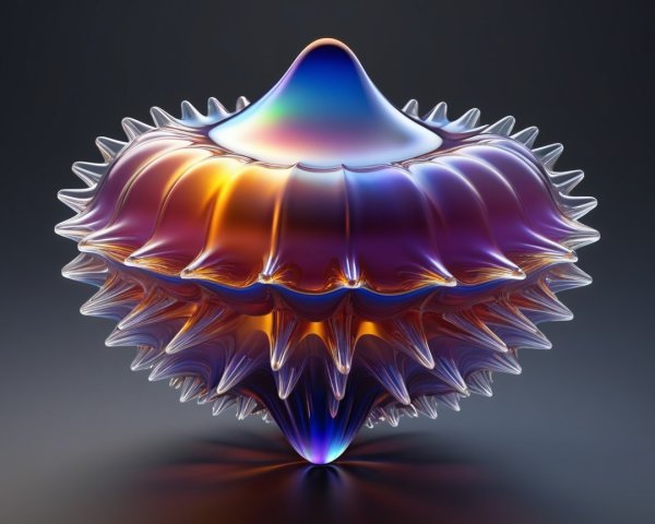Futuristic 3D Spinning Top with Iridescent Colors