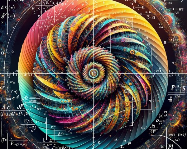 Vibrant Spiral Pattern with Mathematical Equations