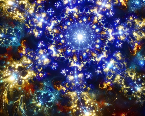 Vibrant Cosmic Scene with Spirals and Luminescent Orbs