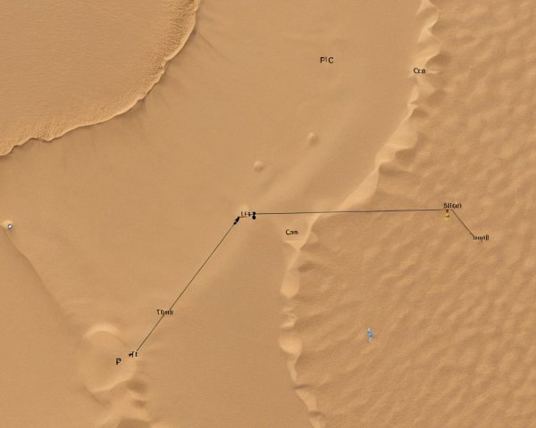 Topographic Map of a Desert Landscape with Features