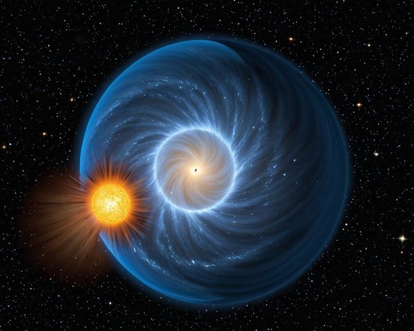 Cosmic Landscape with Nebulae and Bright Star