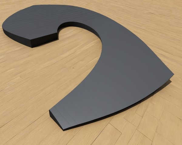 Modern Curved Wave Sculpture on Light Wooden Floor