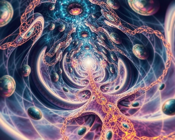 Digital Artwork of a Colorful Swirling Tunnel Design