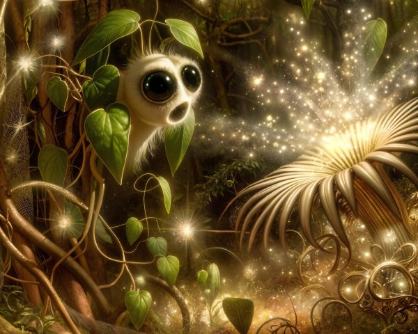 Mystical Forest with Enchanting Creature and Plants