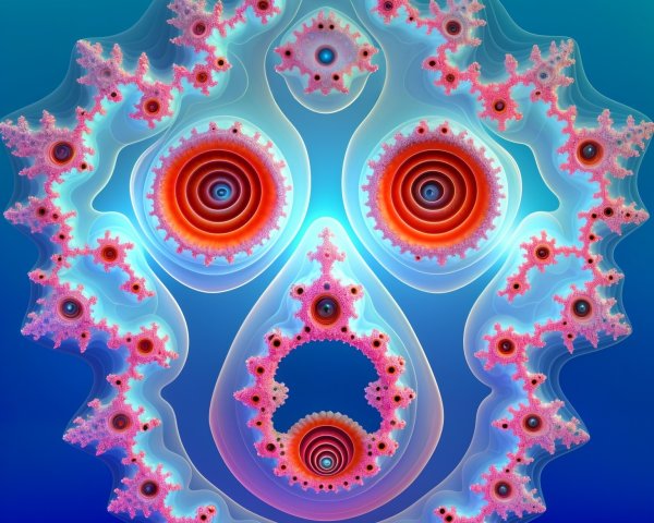 Vibrant abstract face design in pink, red, and white