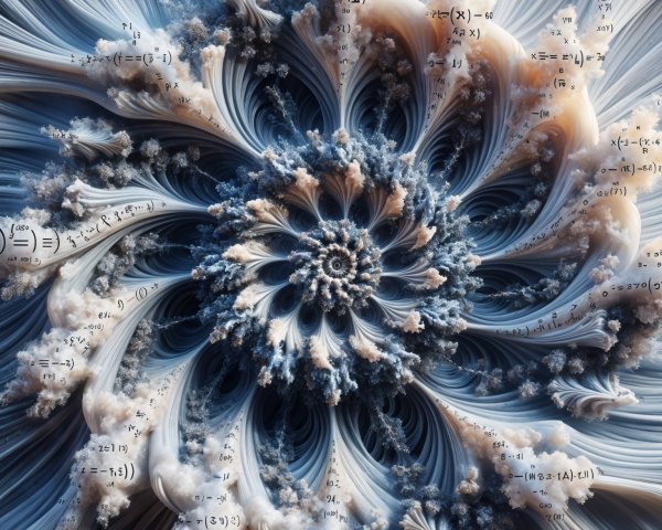 Fractal Pattern in Blue and Cream with Mathematical Elements