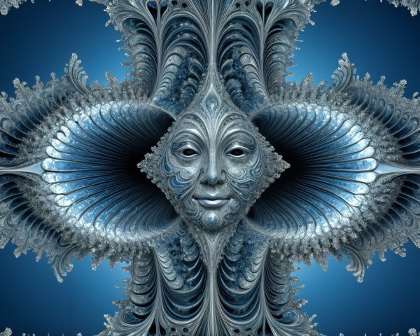 Fractal Design with Symmetrical Patterns and Blue Tones