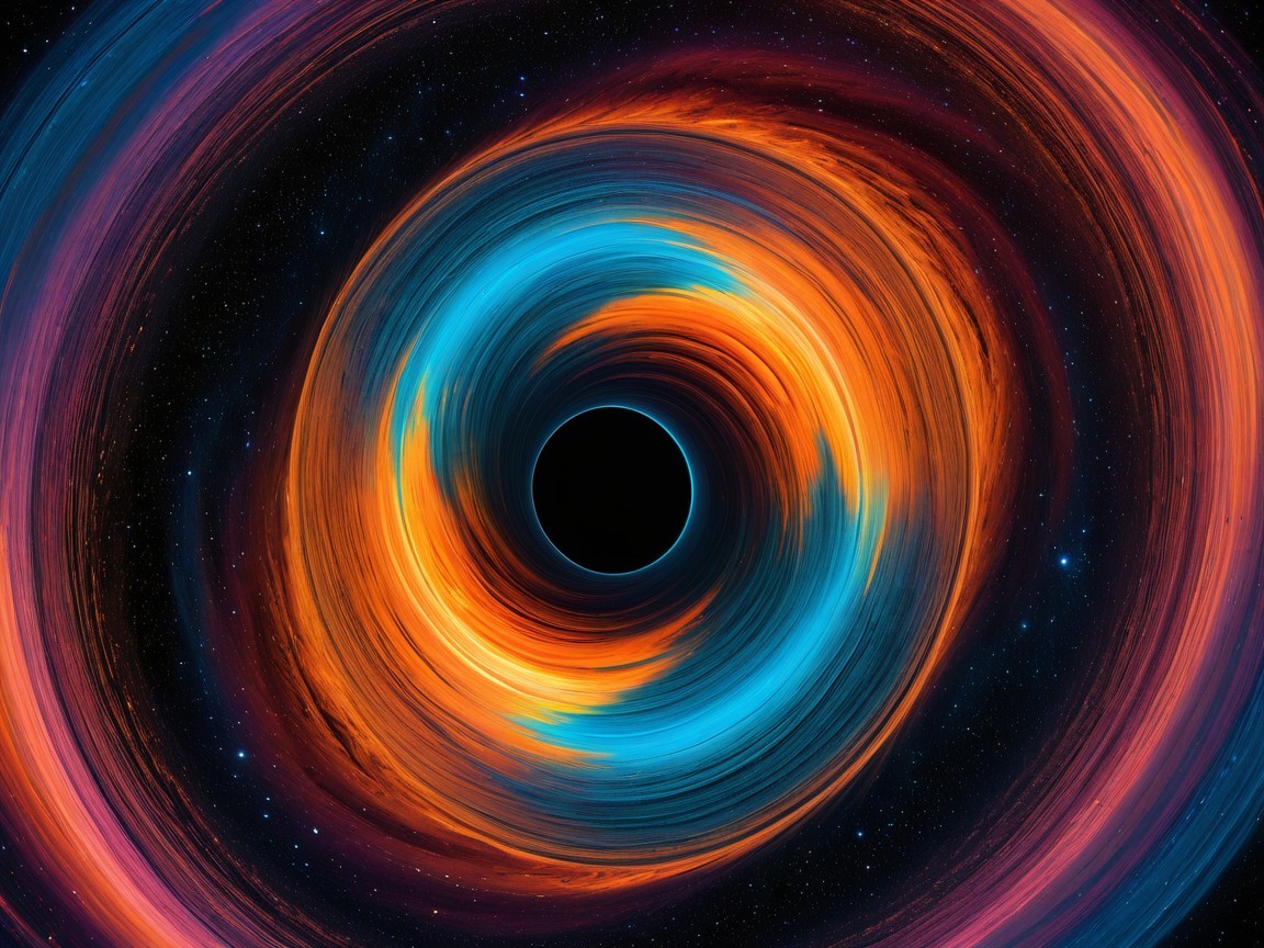 Cosmic Phenomenon Featuring a Black Hole and Colors