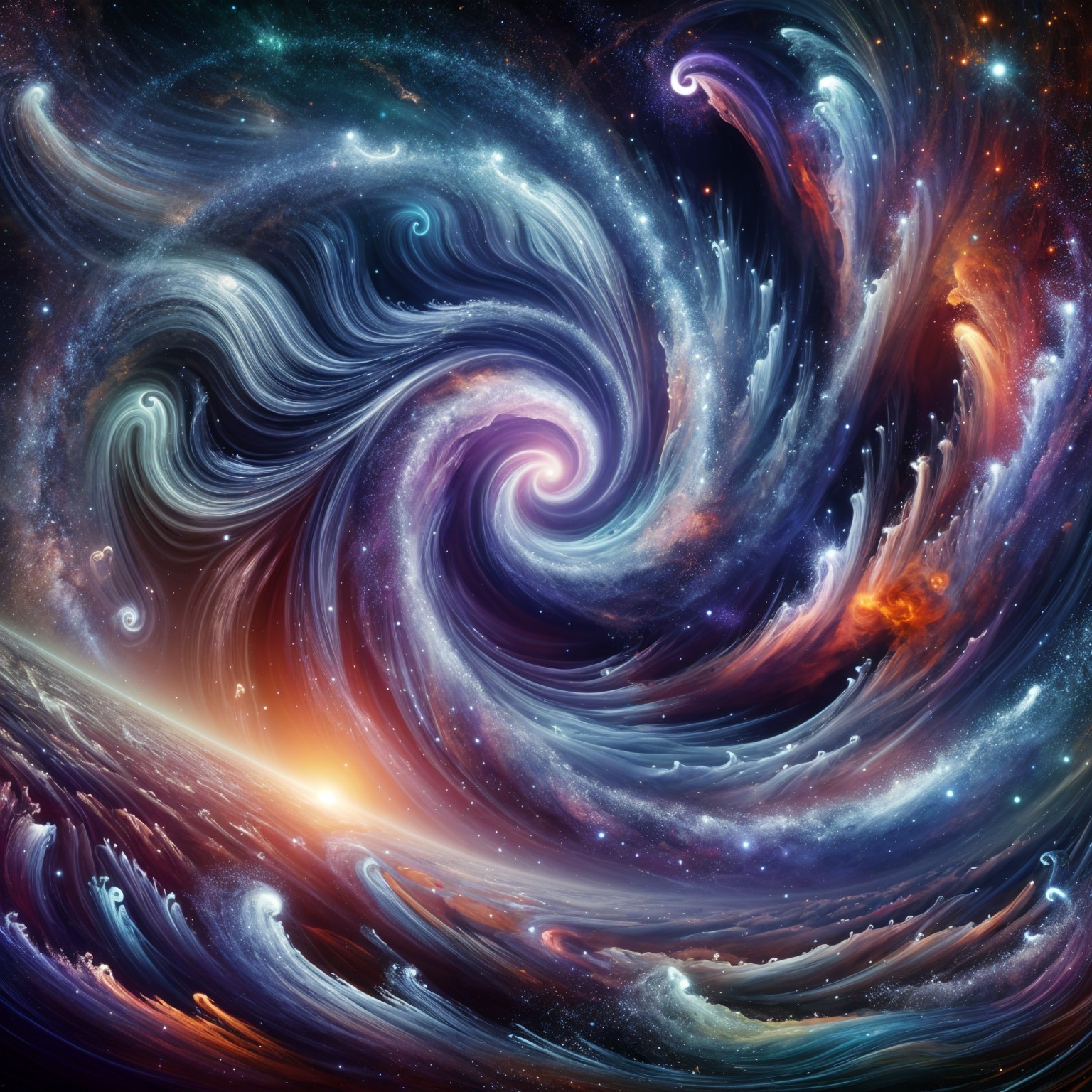 Vibrant Cosmic Swirl of Colorful Galaxy Motion