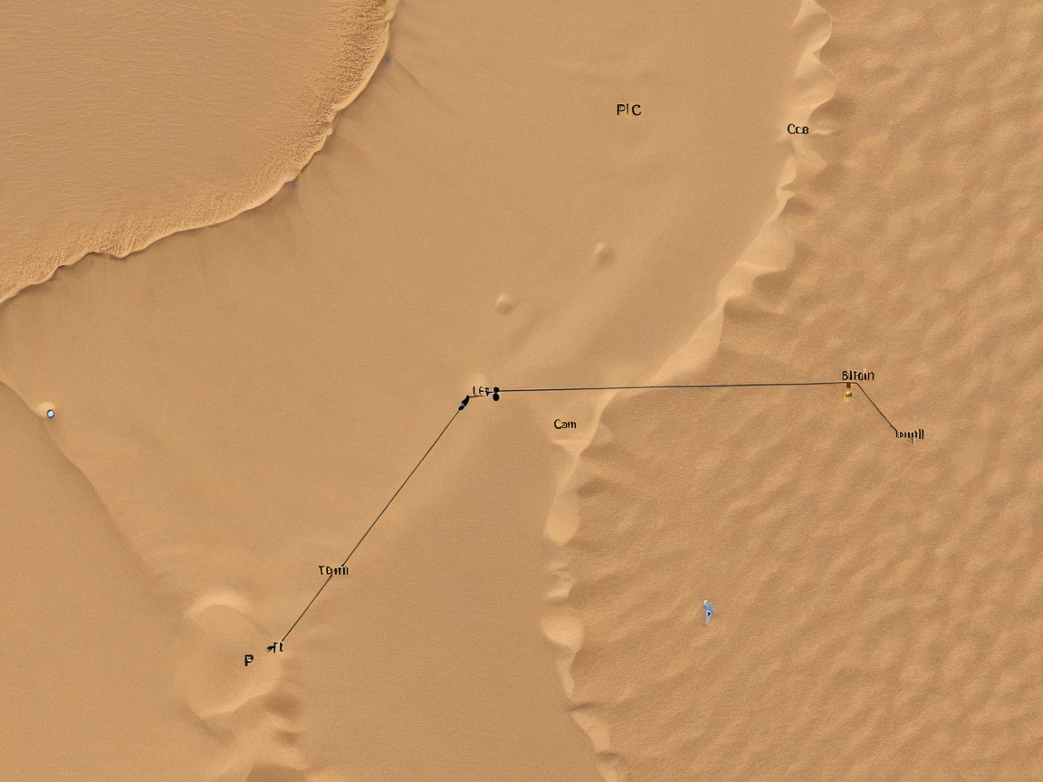 Topographic Map of a Desert Landscape with Features