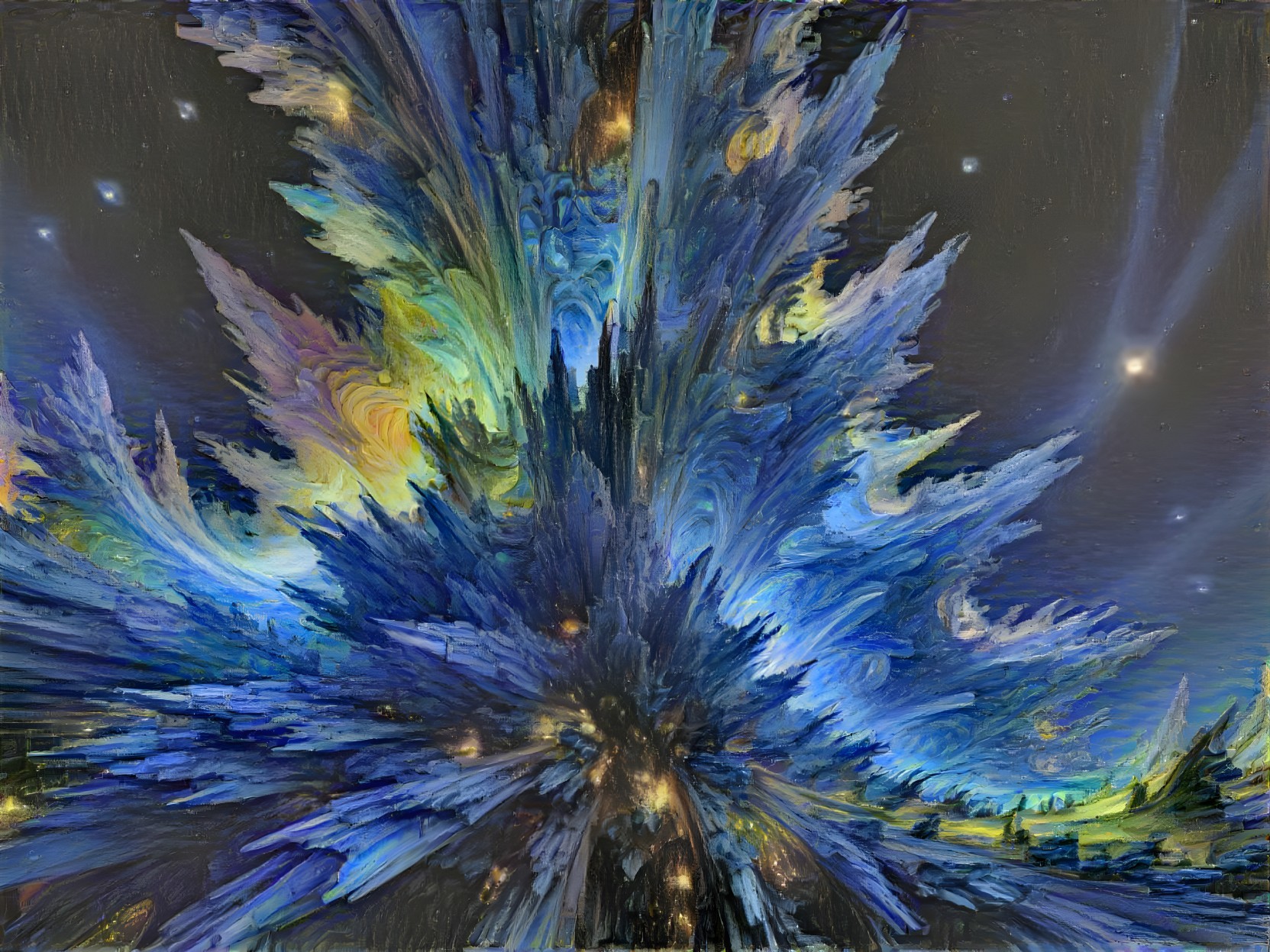 Vibrant Abstract Artwork with Blue and Teal Textures