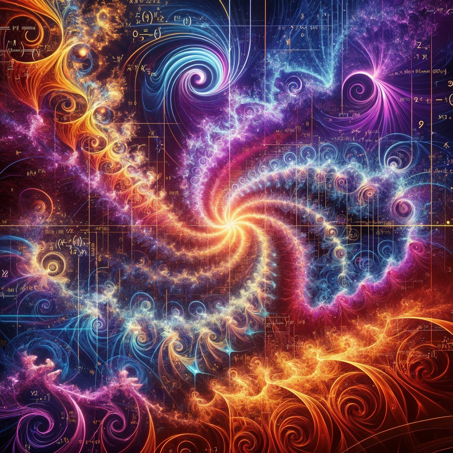 Intricate Fractal Design with Vibrant Colors and Symbols