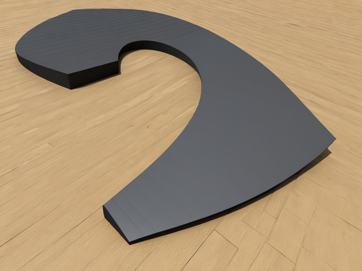 Modern Curved Wave Sculpture on Light Wooden Floor