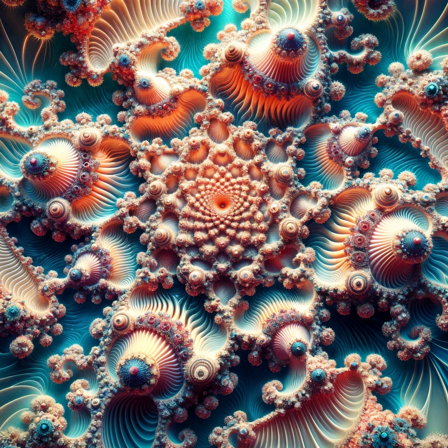 Vibrant Fractal Design with Swirling Patterns and Layers
