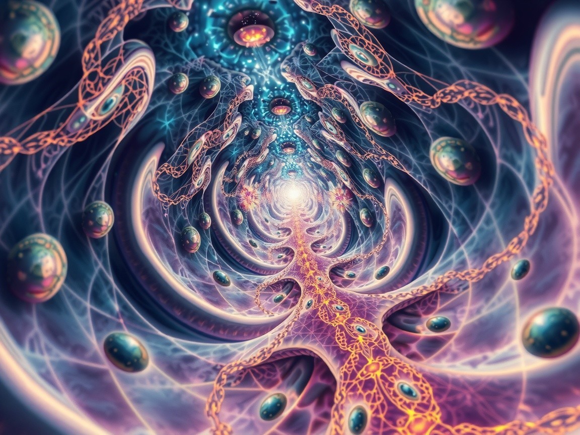Digital Artwork of a Colorful Swirling Tunnel Design