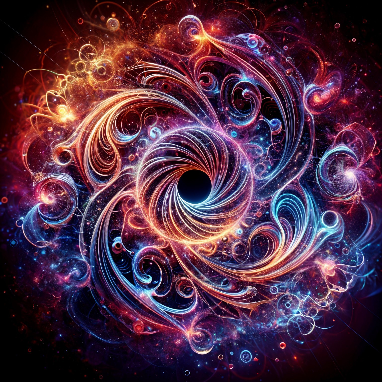 Vibrant Cosmic Spiral with Colorful Swirls and Depth