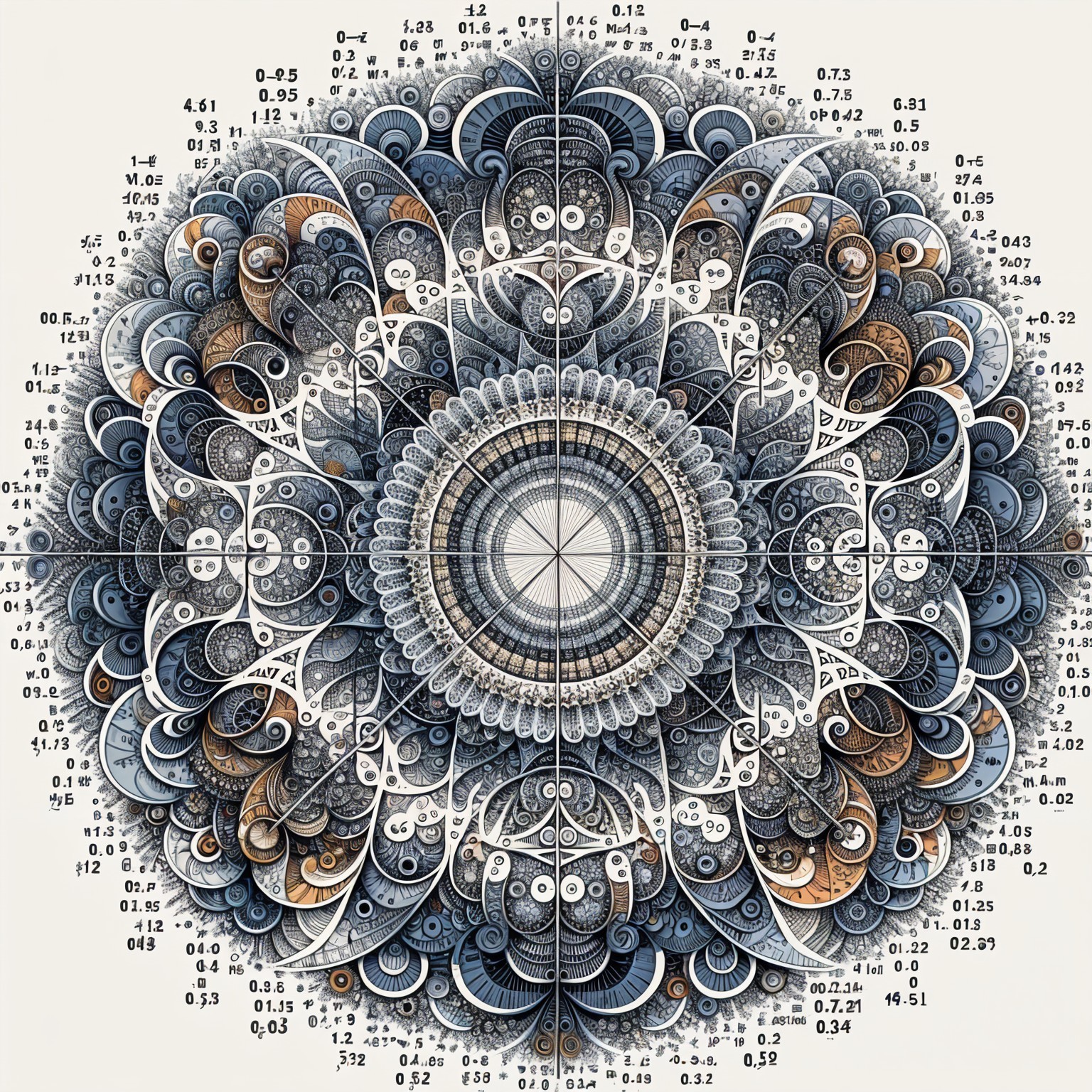 Intricate Symmetrical Mandala Design with Geometry