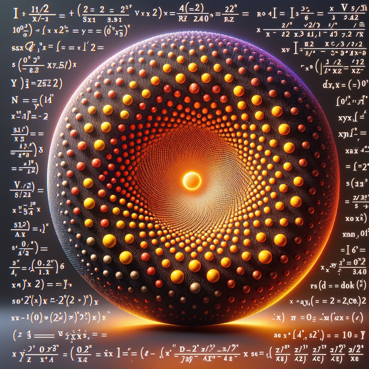 Colorful Spherical Pattern with Mathematical Equations