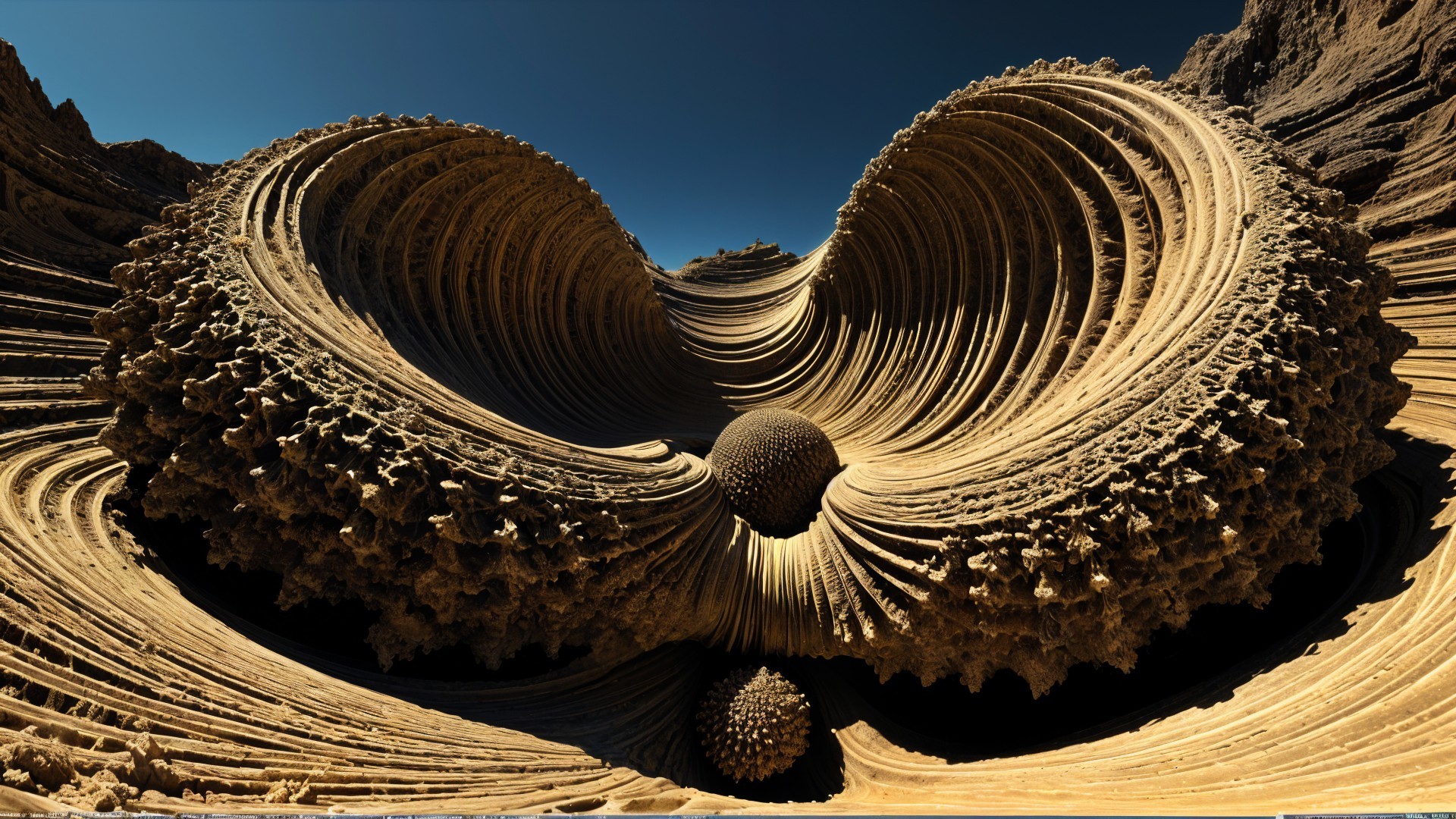 Surreal Landscape with Ornate Shell-Like Formations