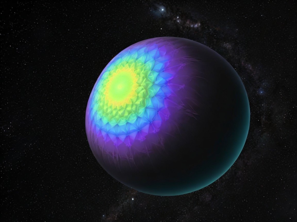 Vibrant Spherical Object in Deep Space with Patterns