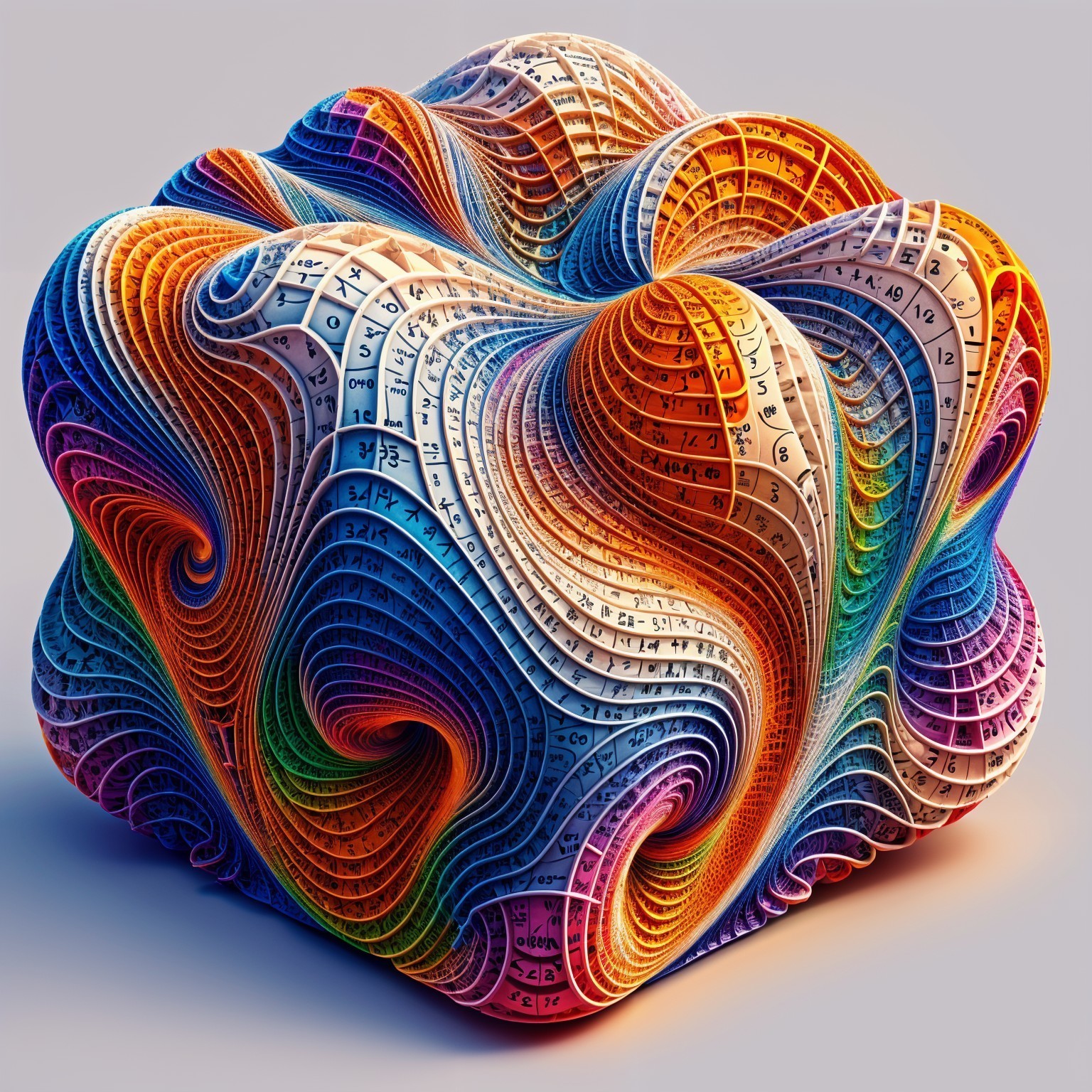 Vibrant 3D Structure with Mathematical Patterns