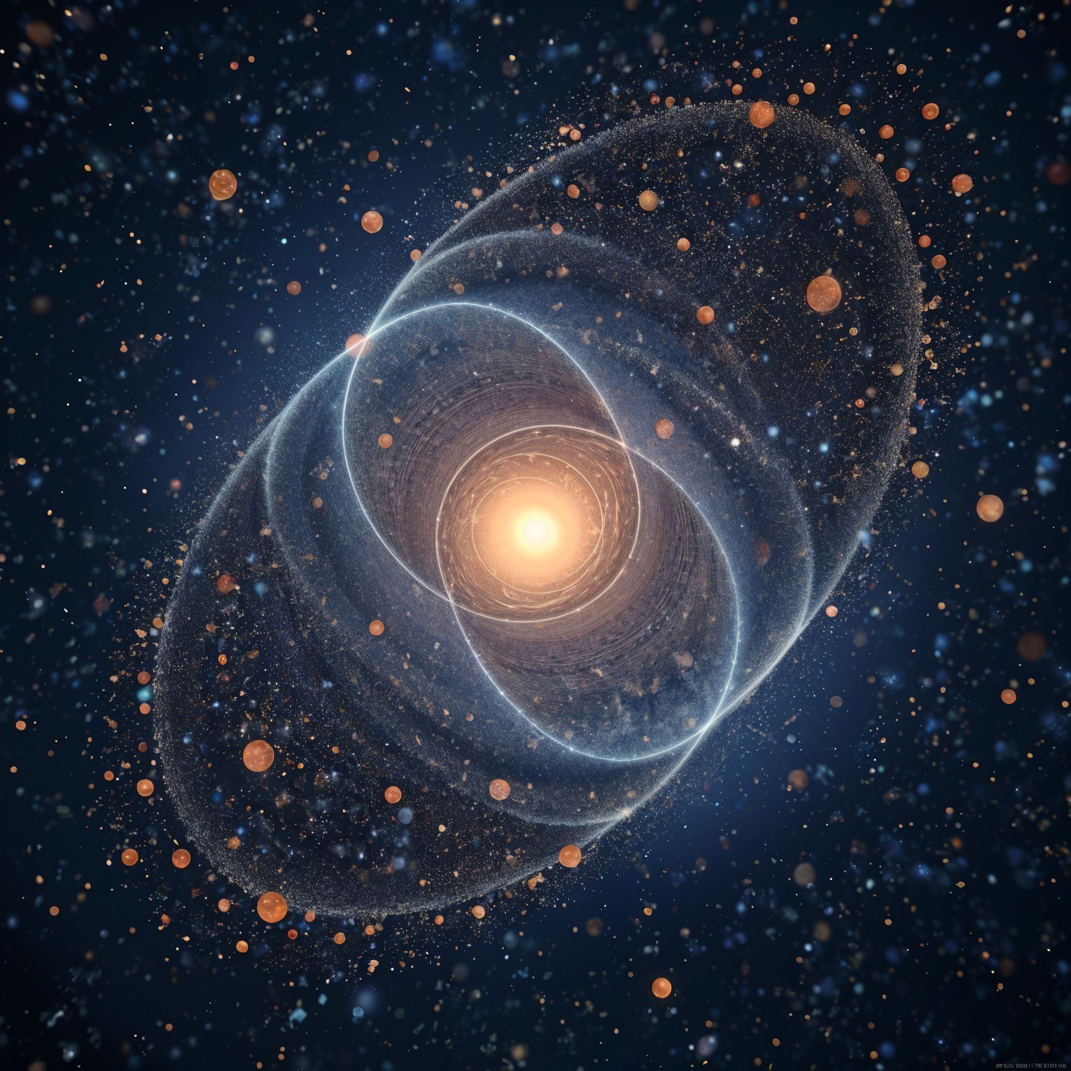 Cosmic Scene with Central Star and Ethereal Rings