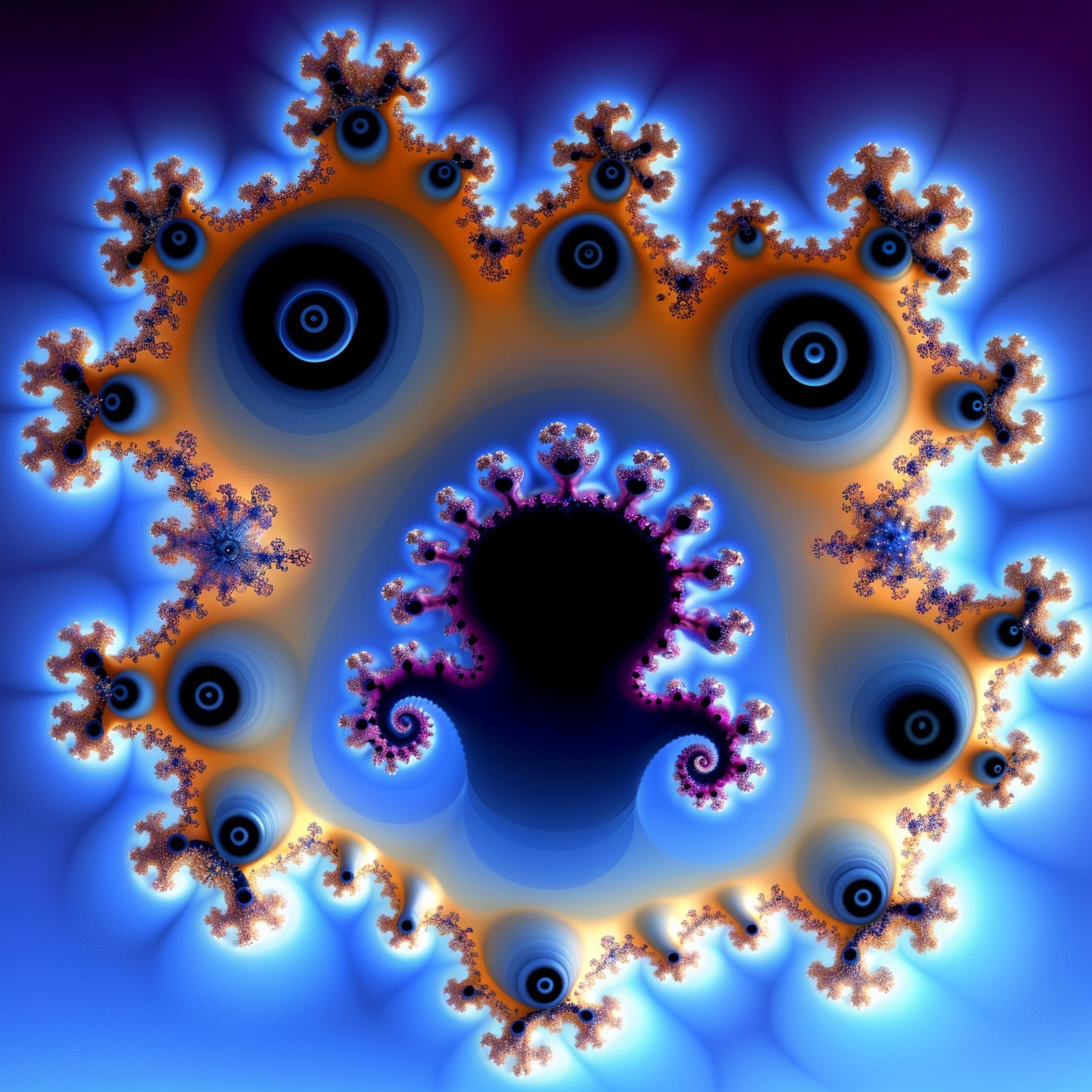 Vibrant Fractal Pattern with Octopus-like Central Shape