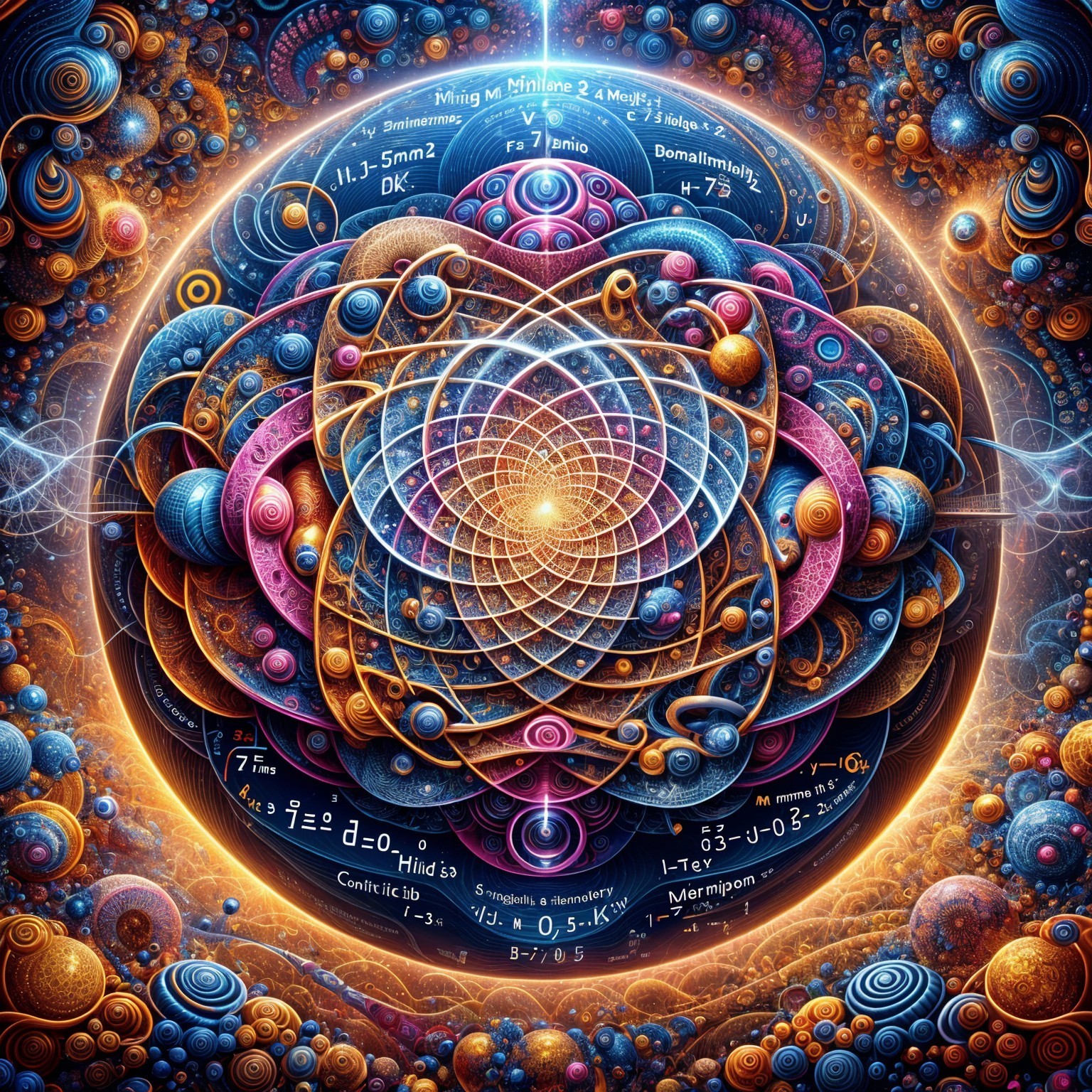 Vibrant Cosmic Design with Galaxies and Equations