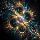 Cosmic Fractal Design with Swirls and Golden Hues