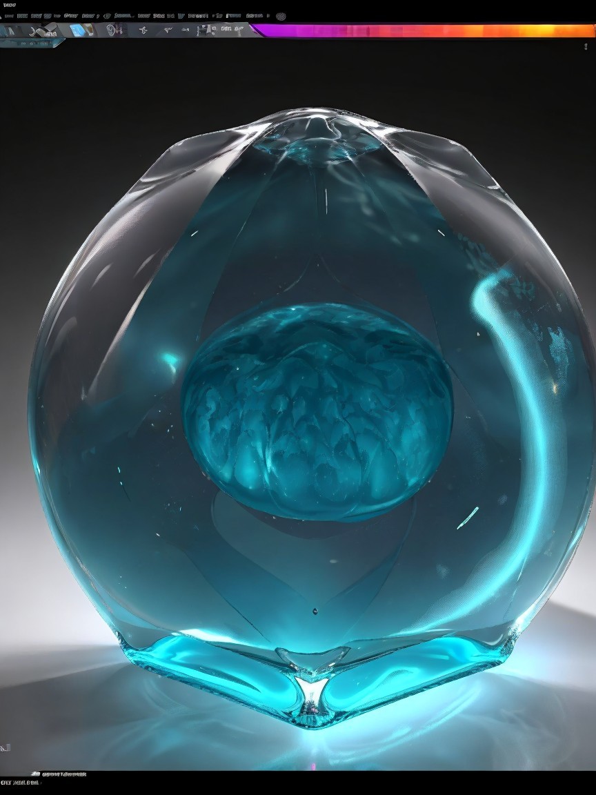 Abstract Glass Sculpture in Translucent Turquoise